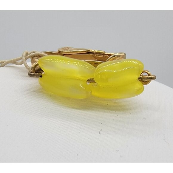 NWT Vintage Original Napier Earrings Yellow‎ Beaded CLIP ON Earrings New - Picture 2 of 5